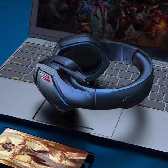 ImagemFone de ouvido Bluetooth sem fio com cancelamento de ruído ENC para jogos de e-sports, compatível com PC, smartphones, tablets e computadores.