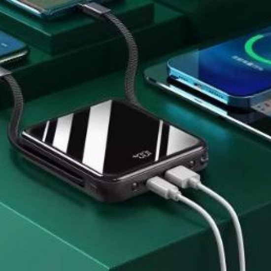 A mostrar a imagem para Power bank com cabo embutido 3 em 1, capacidade super grande de 20000mAh, leve e compacto, portátil para uso pessoal, produto genuíno da loja oficial flagship, compatível com Huawei, OPPO e iPhone. Power bank com cabo embutido 3 em 1, capacidade super grande de 20000mAh, leve e compacto, portátil para uso pessoal, produto genuíno da loja oficial flagship, compatível com Huawei, OPPO e iPhone. Imagem
