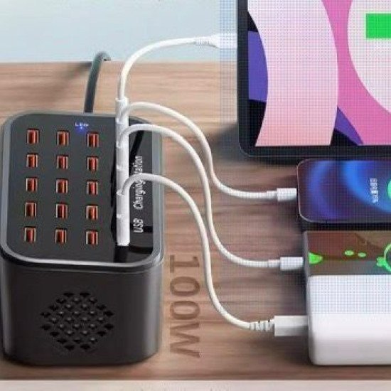 A mostrar a imagem para Estação de carregamento USB de mesa com múltiplas portas, ideal para estúdios, carregamento rápido de smartphones, segura e inteligente, de alta potência, com 16/20 interfaces multifuncionais, compatível com tablets iPad. ImagemEstação de carregamento USB de mesa com múltiplas portas, ideal para estúdios, carregamento rápido de smartphones, segura e inteligente, de alta potência, com 16/20 interfaces multifuncionais, compatível com tablets iPad.