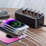 Estação de carregamento USB de mesa com múltiplas portas, ideal para estúdios, carregamento rápido de smartphones, segura e inteligente, de alta potência, com 16/20 interfaces multifuncionais, compatível com tablets iPad.