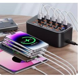 Estação de carregamento USB de mesa com múltiplas portas, ideal para estúdios, carregamento rápido de smartphones, segura e inteligente, de alta potência, com 16/20 interfaces multifuncionais, compatível com tablets iPad.