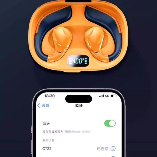 A mostrar a imagem para Fone de ouvido Bluetooth Amine bone conduction, esportivo, sem fio, com gancho auricular, modelo 2023 de longa duração e alta espera. Fone de ouvido Bluetooth Amine bone conduction, esportivo, sem fio, com gancho auricular, modelo 2023 de longa duração e alta espera. Imagem