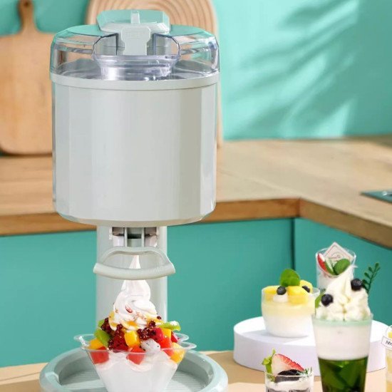 A mostrar a imagem para Máquina de sorvete totalmente automática para uso doméstico, modelo pequeno de mesa, mini, ideal para crianças, permite fazer sorvetes, picolés e cones de sorvete DIY. ImagemMáquina de sorvete totalmente automática para uso doméstico, modelo pequeno de mesa, mini, ideal para crianças, permite fazer sorvetes, picolés e cones de sorvete DIY.