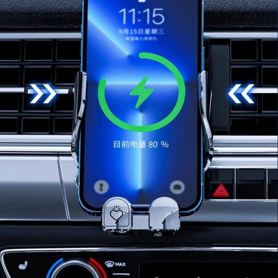 A mostrar a imagem para Suporte de navegação inteligente para carro, novo modelo 2022, com carregador sem fio e sensor de indução para celular da marca Xiao Xiong. ImagemSuporte de navegação inteligente para carro, novo modelo 2022, com carregador sem fio e sensor de indução para celular da marca Xiao Xiong.